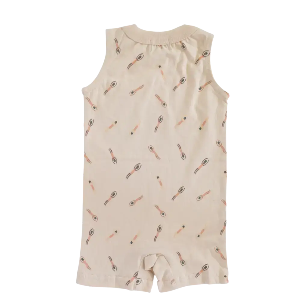 Beige Pocket Playsuit for the Ultimate Summer Vibe in Super Soft Cotton | Milk & Baby