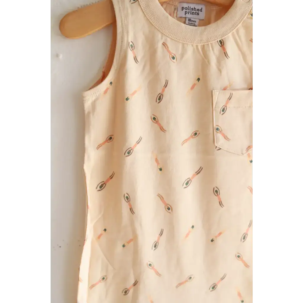 Beige Pocket Playsuit for the Ultimate Summer Vibe in Super Soft Cotton | Milk & Baby