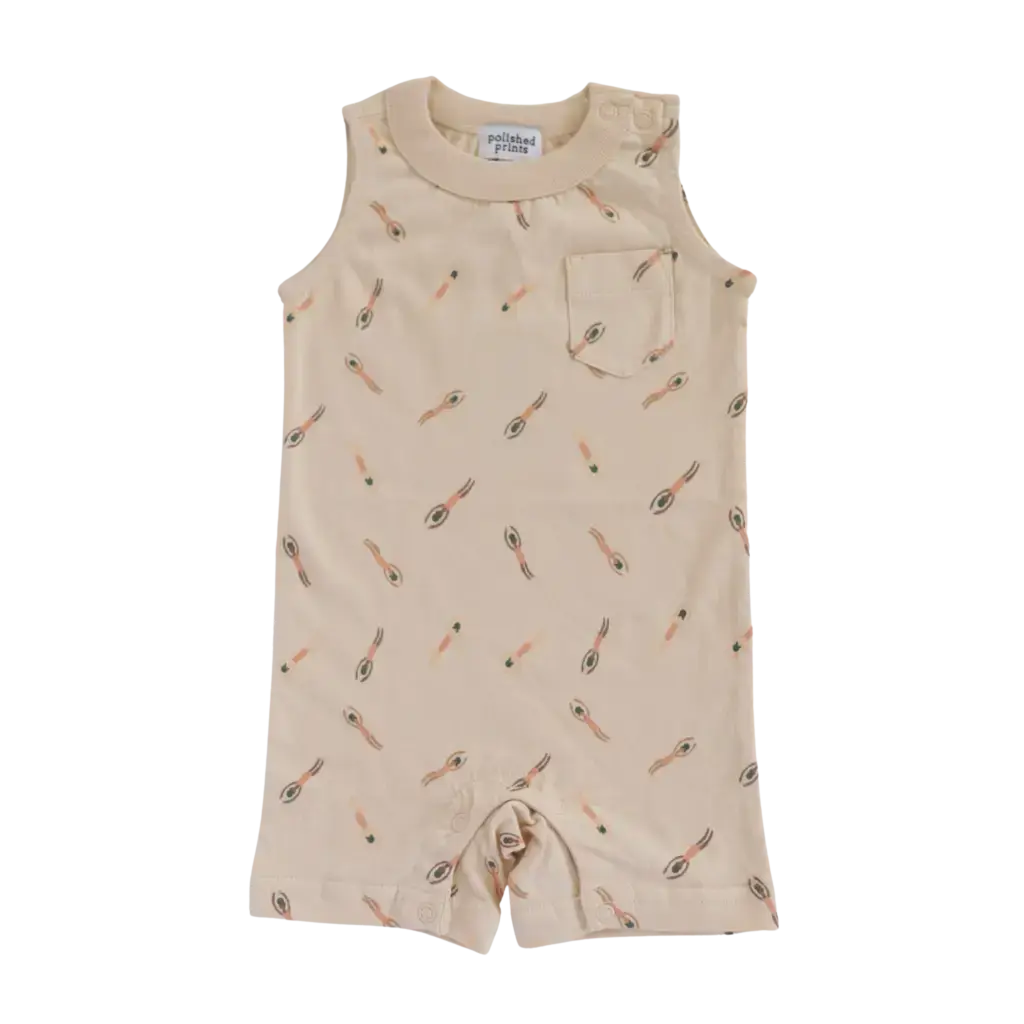 Beige Pocket Playsuit for the Ultimate Summer Vibe in Super Soft Cotton | Milk & Baby