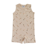 Beige Pocket Playsuit for the Ultimate Summer Vibe in Super Soft Cotton | Milk & Baby