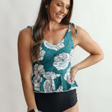 Tie Shoulder Peplum Tankini beach