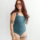 Ribbed One Piece Tie Shoulder Breastfeeding Swimsuit