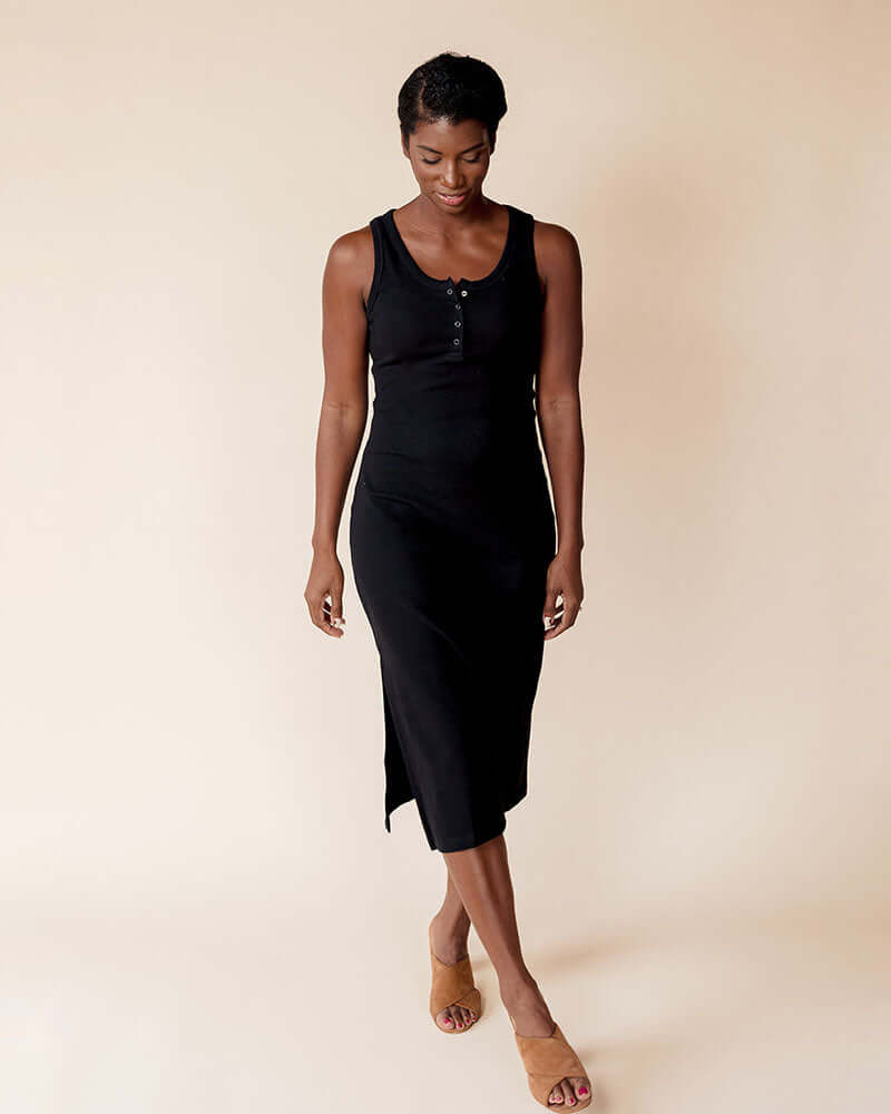 Organic Cotton Ribbed Knit Maternity to Nursing Tank Dress | Milk & Baby