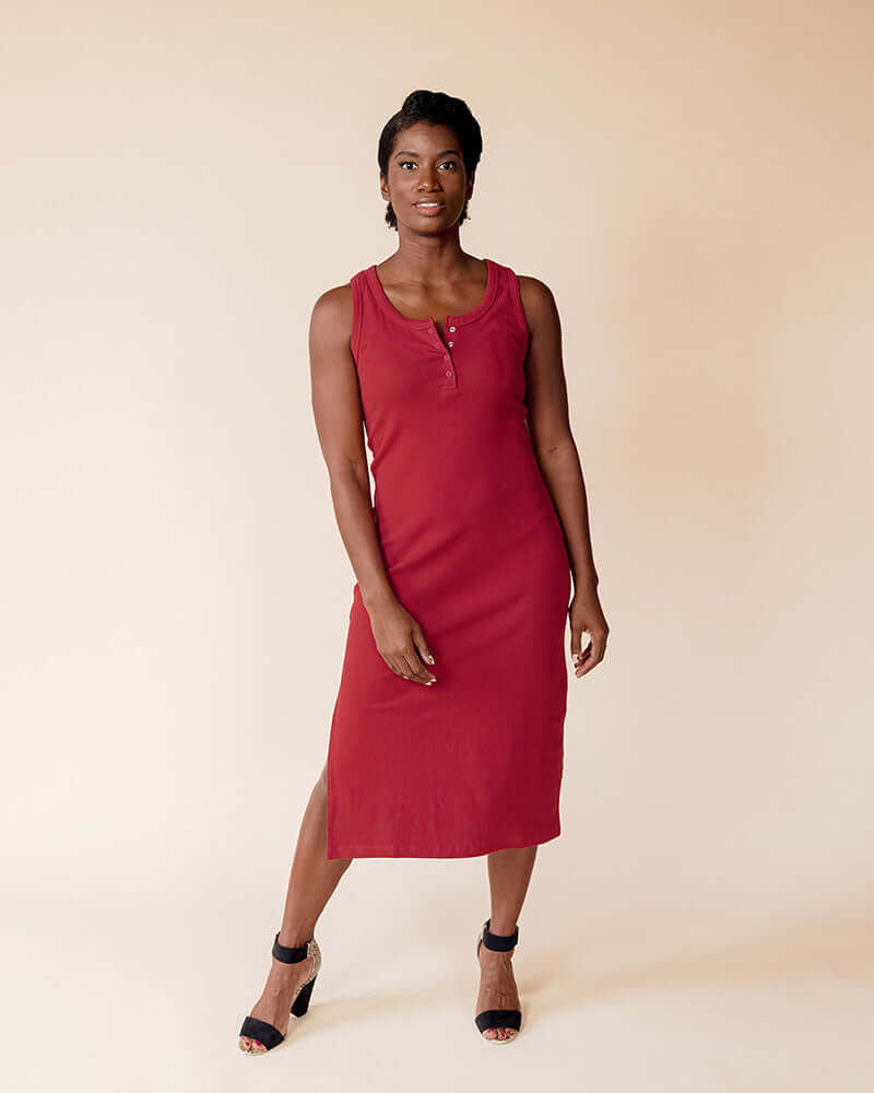 Organic Cotton Ribbed Knit Maternity to Nursing Tank Dress | Milk & Baby