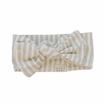 Taupe Stripe Ribbed Bamboo Head Wrap - Portrait
