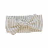 Taupe Stripe Ribbed Bamboo Head Wrap - Portrait