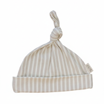 Taupe Stripe Ribbed Bamboo Newborn Knot Hat - Portrait