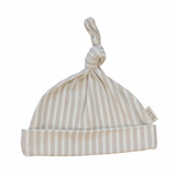 Taupe Stripe Ribbed Bamboo Newborn Knot Hat - Portrait