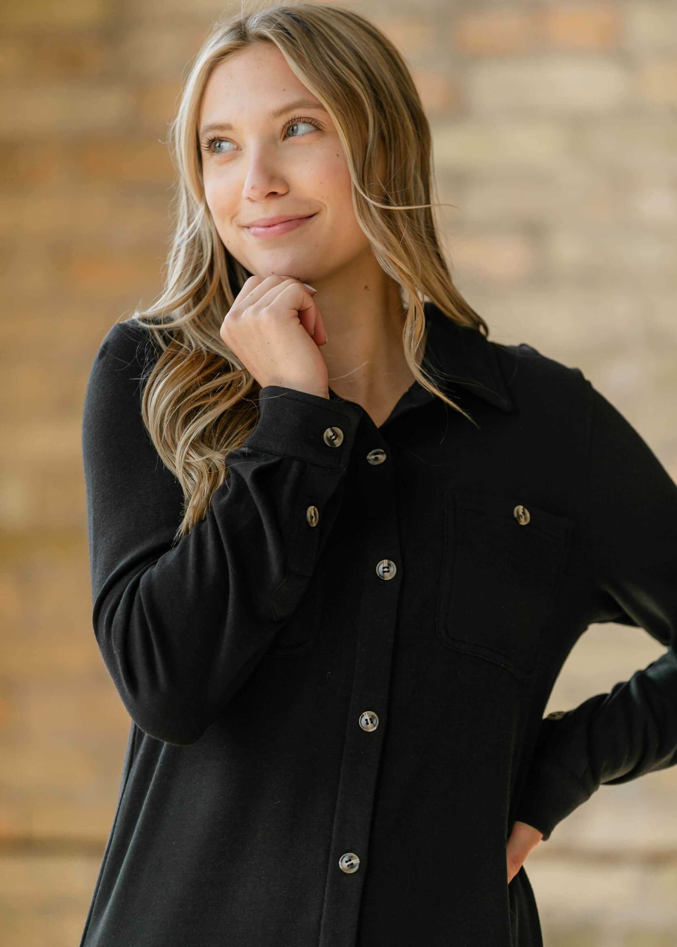Teagan Black Ultra Soft Shirt Dress | Milk & Baby