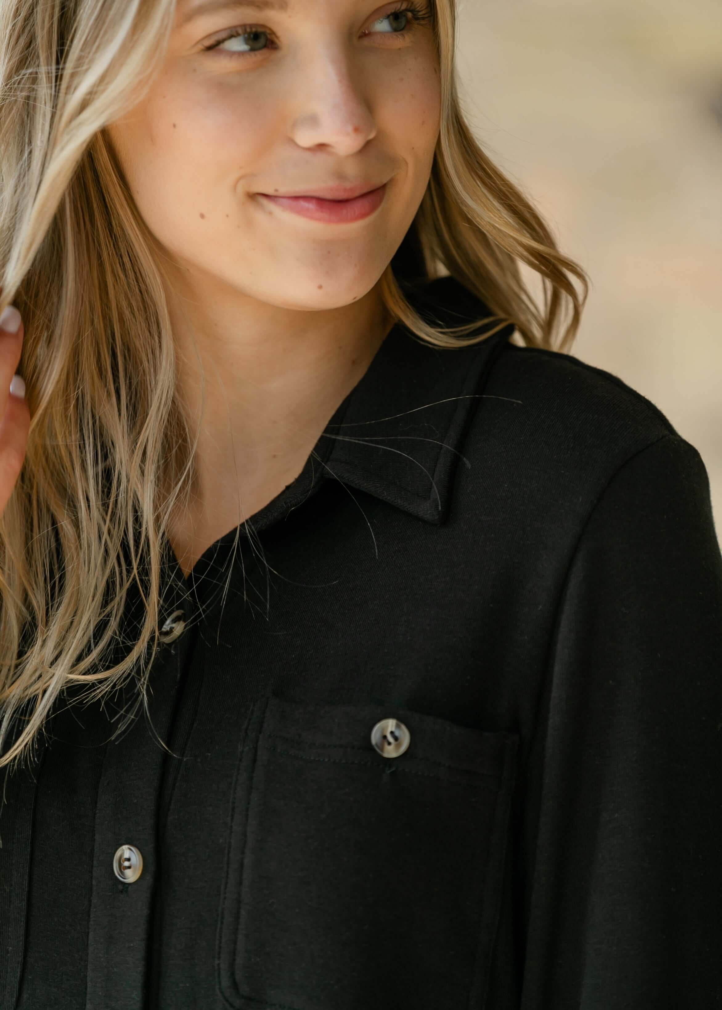 Teagan Black Ultra Soft Shirt Dress | Milk & Baby