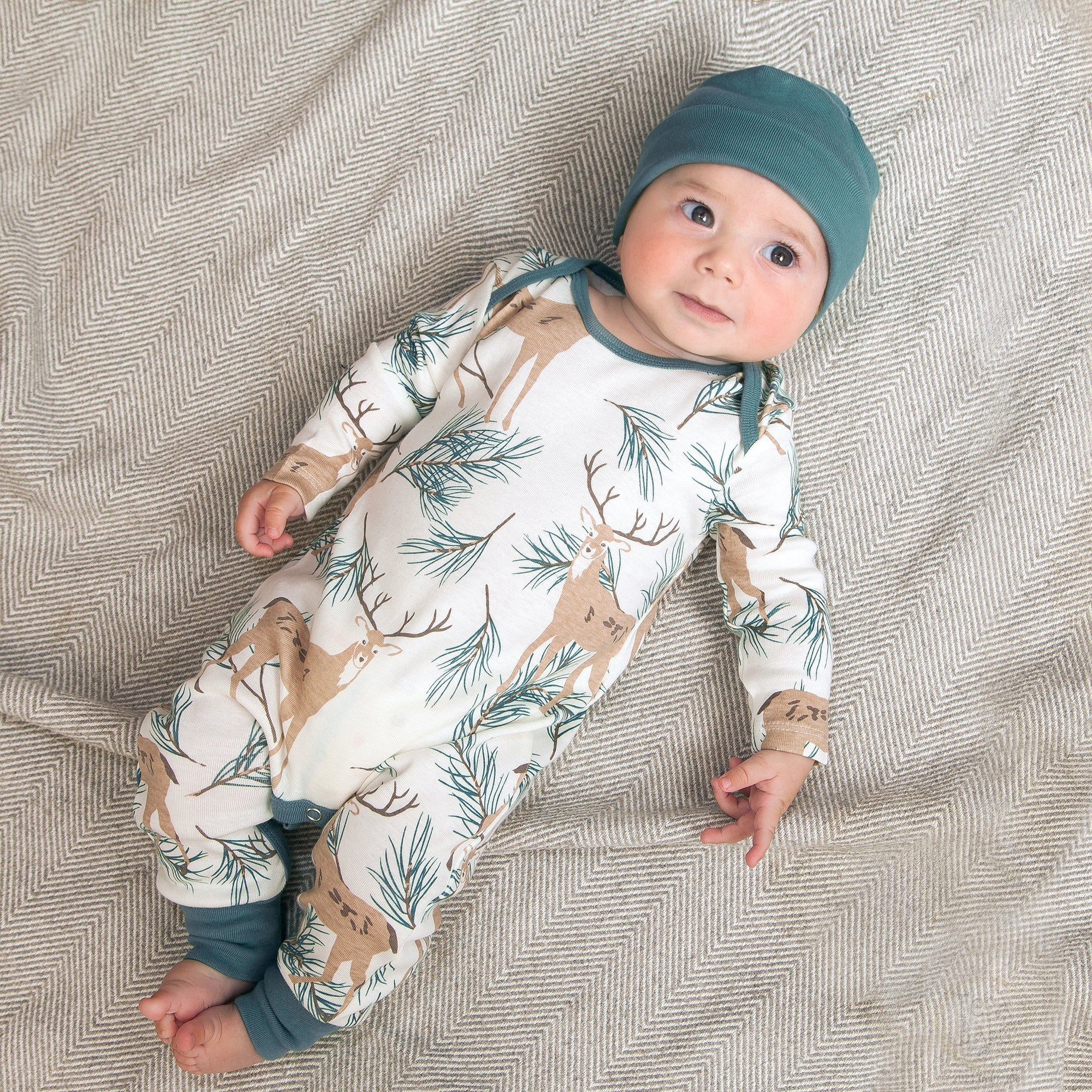 Christmas Deer Pine Bamboo Romper | Milk & Baby