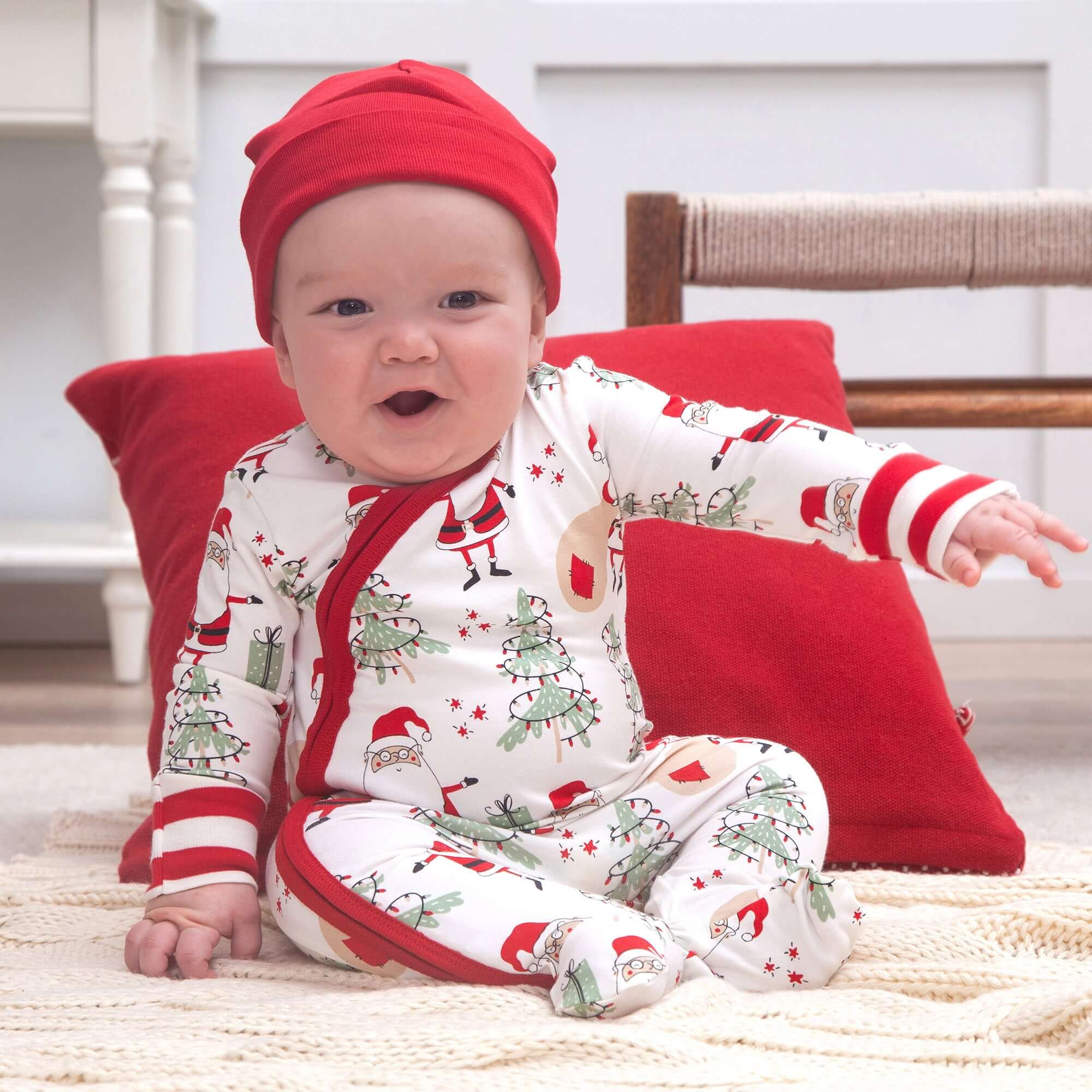 Christmas Santa | Bamboo Zipper Romper | Milk & Baby