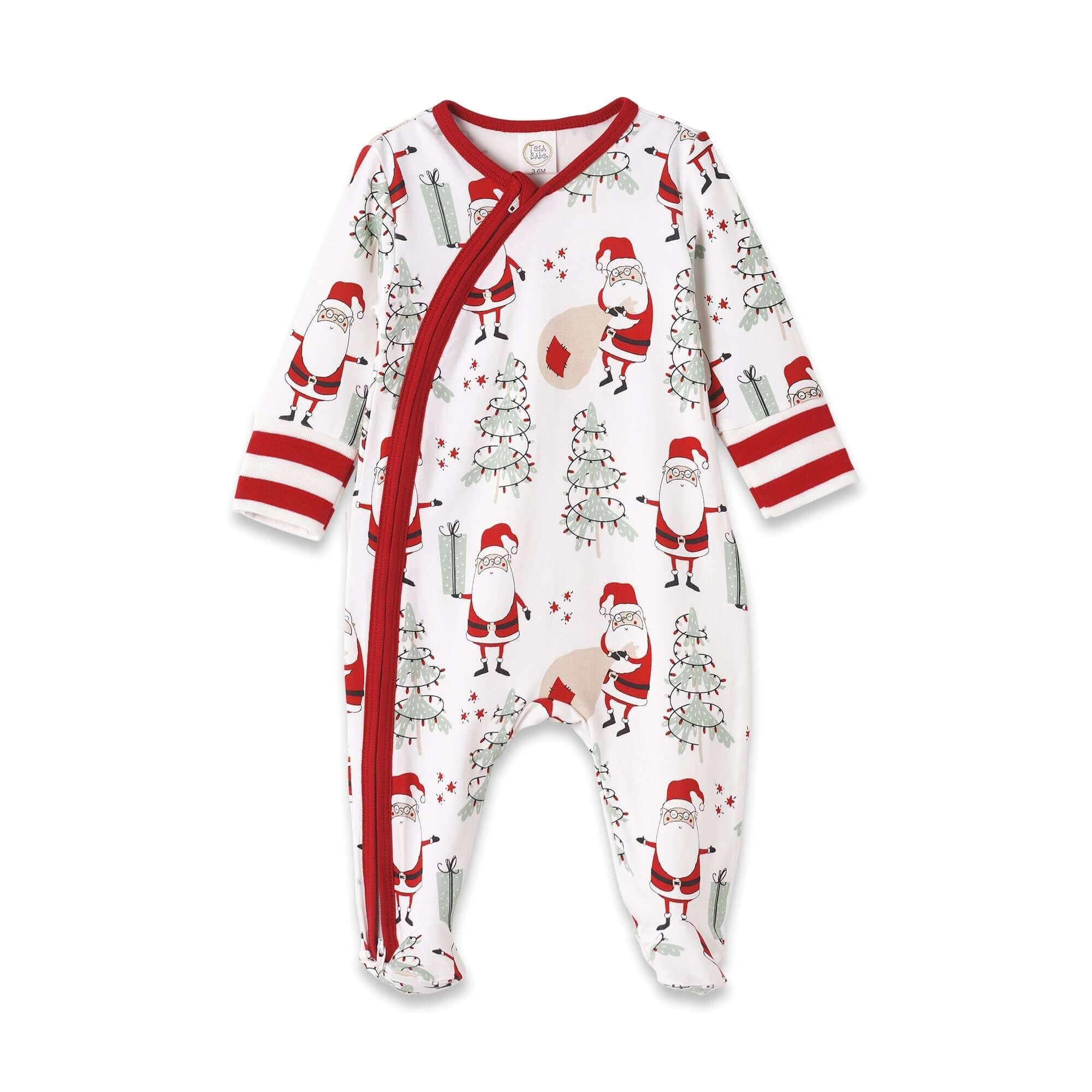 Christmas Santa | Bamboo Zipper Romper | Milk & Baby