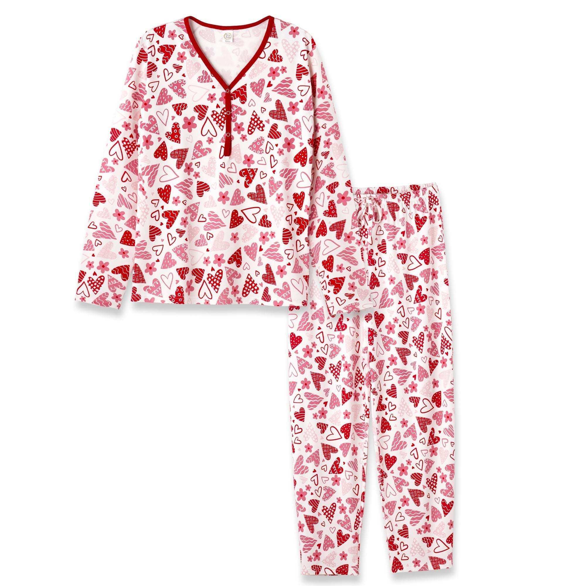 Hearts Women's Valentine Bamboo Pajama Set | Milk & Baby