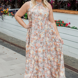 Tie Back Bow Nursing Dress in Sunset Floral - styled with hat