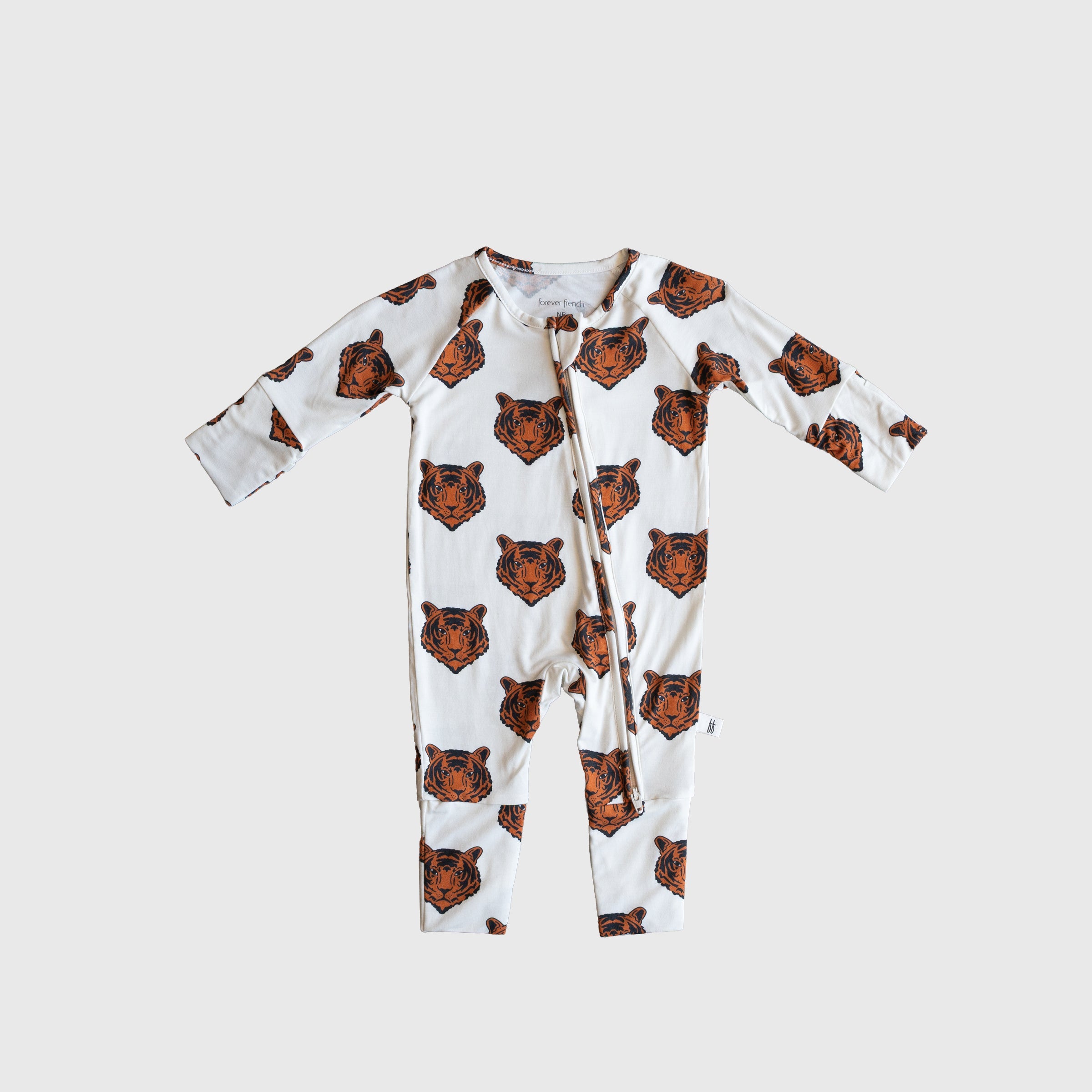 Forever French Baby Tigers Bamboo Zip Baby Pajamas | Milk & Baby