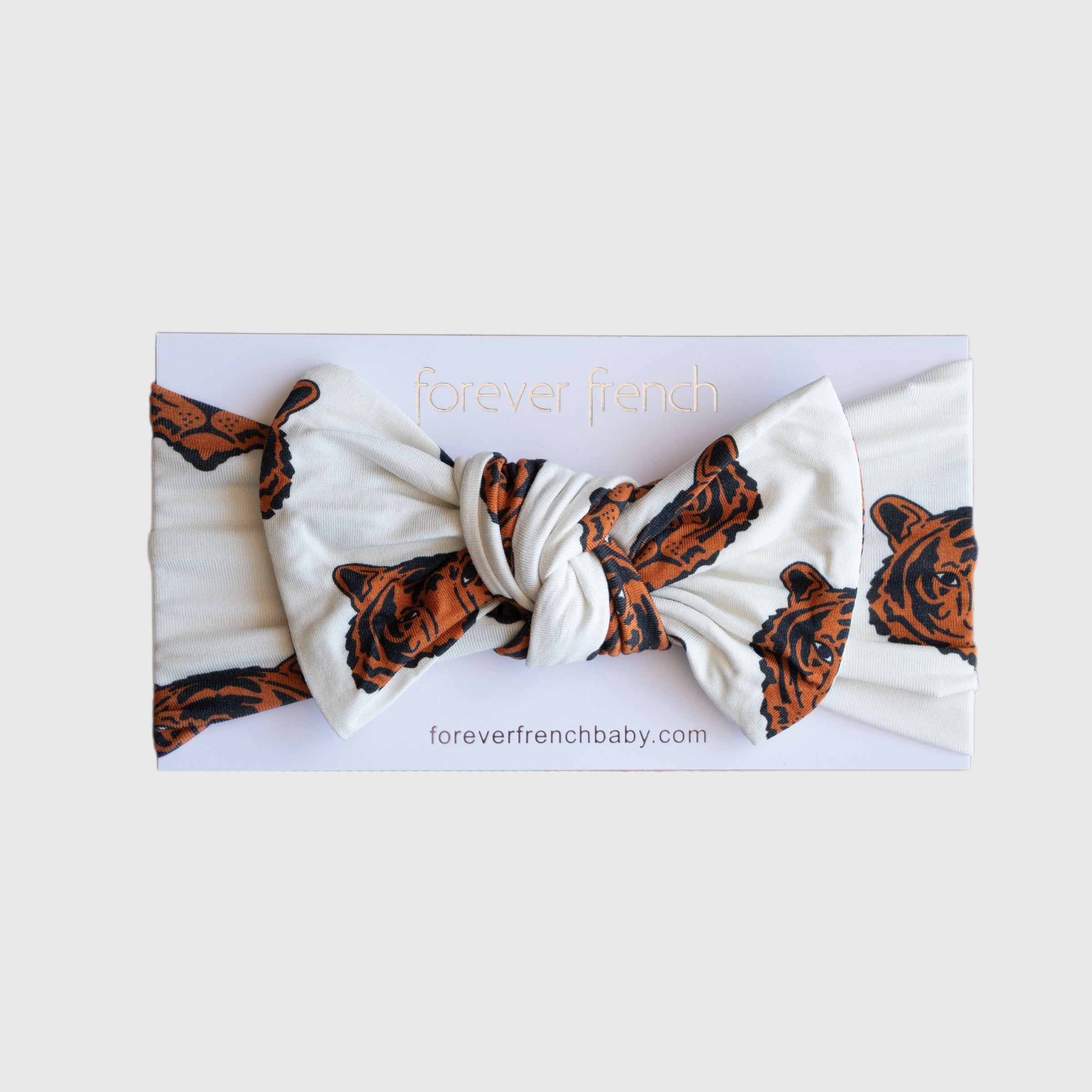 Forever French Baby Tigers Bamboo Baby Head Wrap with Bow | Milk & Baby