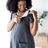 Universal Labor and Delivery Gown in Grey Heather - Milk & Baby 