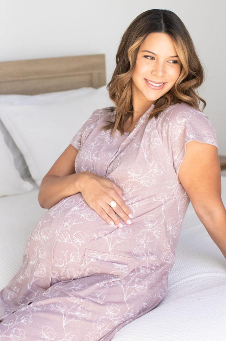 Universal Labor and Delivery Gown in Lilac Bloom - Milk & Baby 