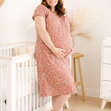 Universal Labor and Delivery Gown in Rosewood Dot - Milk & Baby 