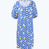 Women's Parker House Dress | Cobalt Checker Milk & Baby