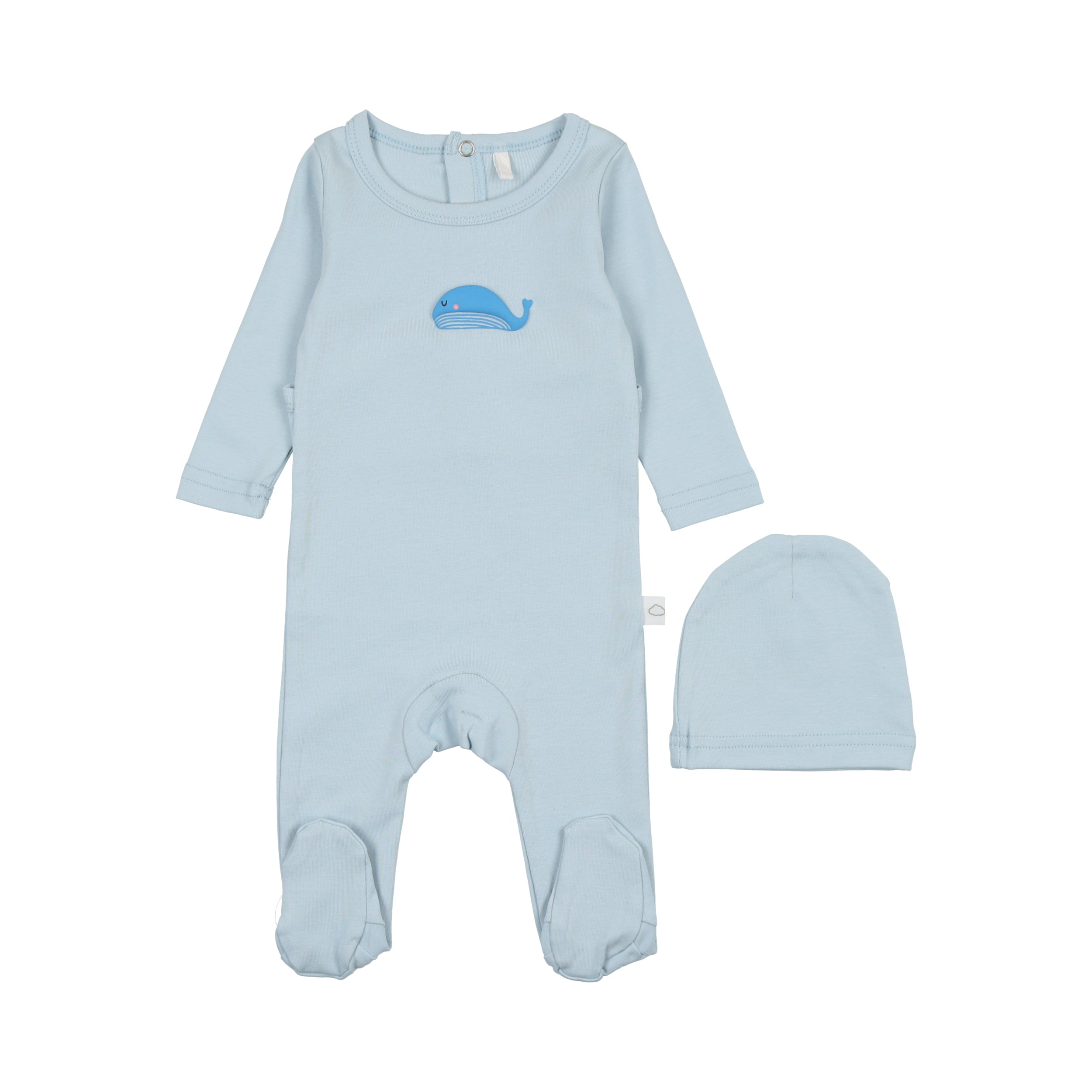 Whale Graphic Footie | Blue Milk & Baby