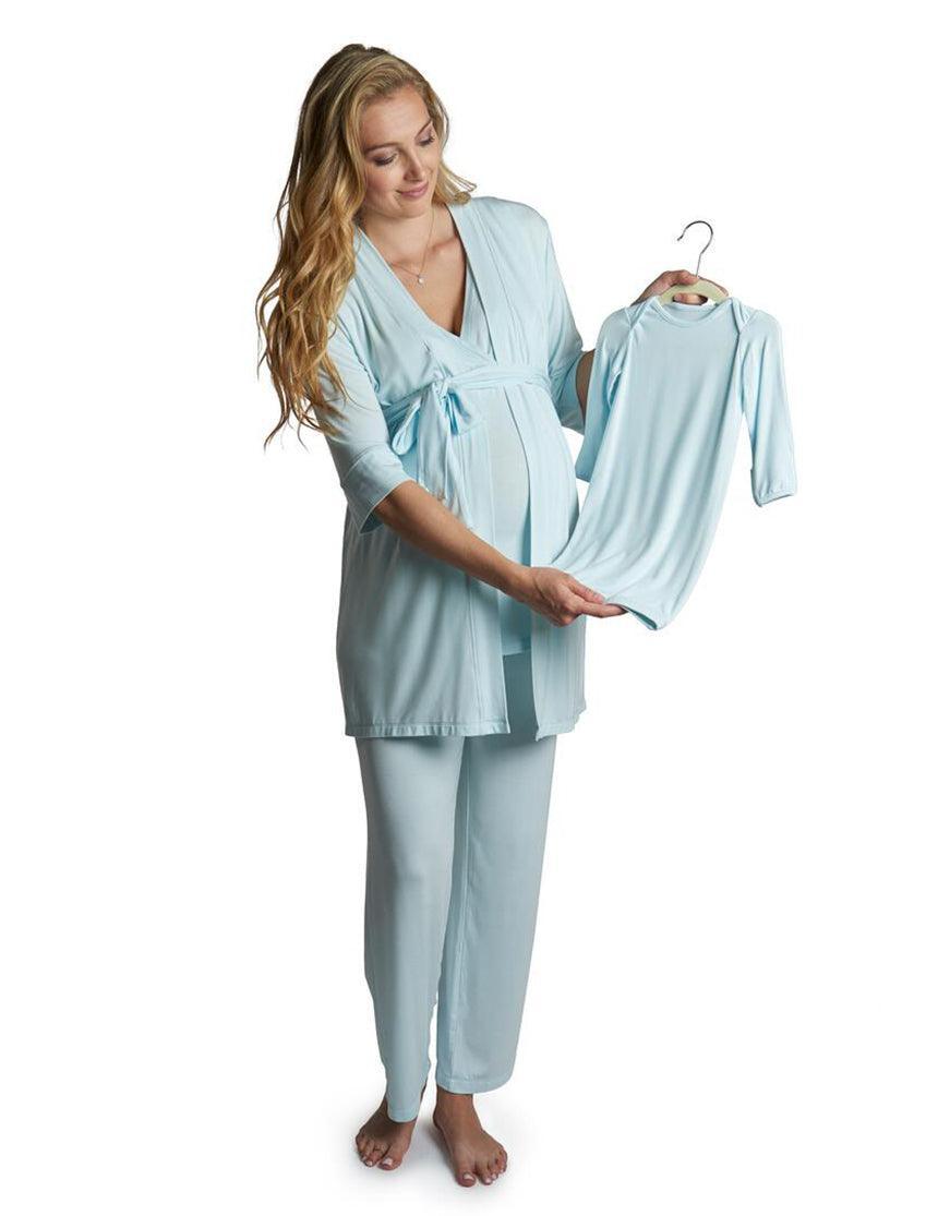 Whisper Blue Maternity & Nursing PJ & Baby Set | Milk & Baby