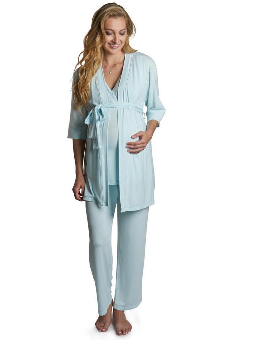 Whisper Blue Maternity & Nursing PJ & Baby Set | Milk & Baby