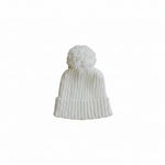 White Knit Beanie with White Space