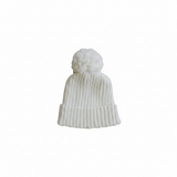 White Knit Beanie with White Space
