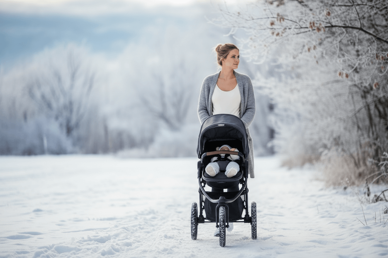 Winter hero banner - Mom with stroller