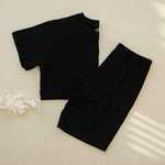 Little Joy Co. Women's Bamboo Tee & Bike Shorts | Milk & Baby
