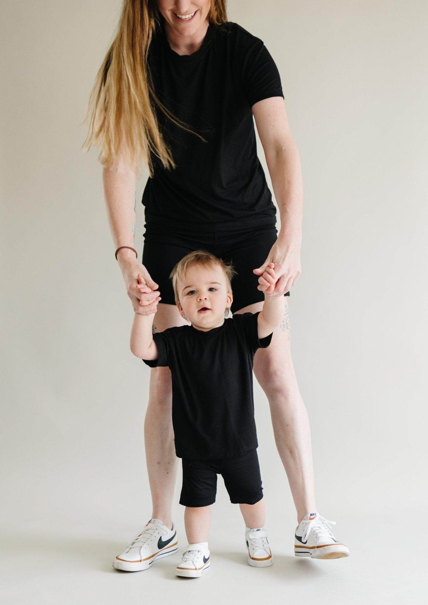 Little Joy Co. Women's Bamboo Tee & Bike Shorts | Milk & Baby