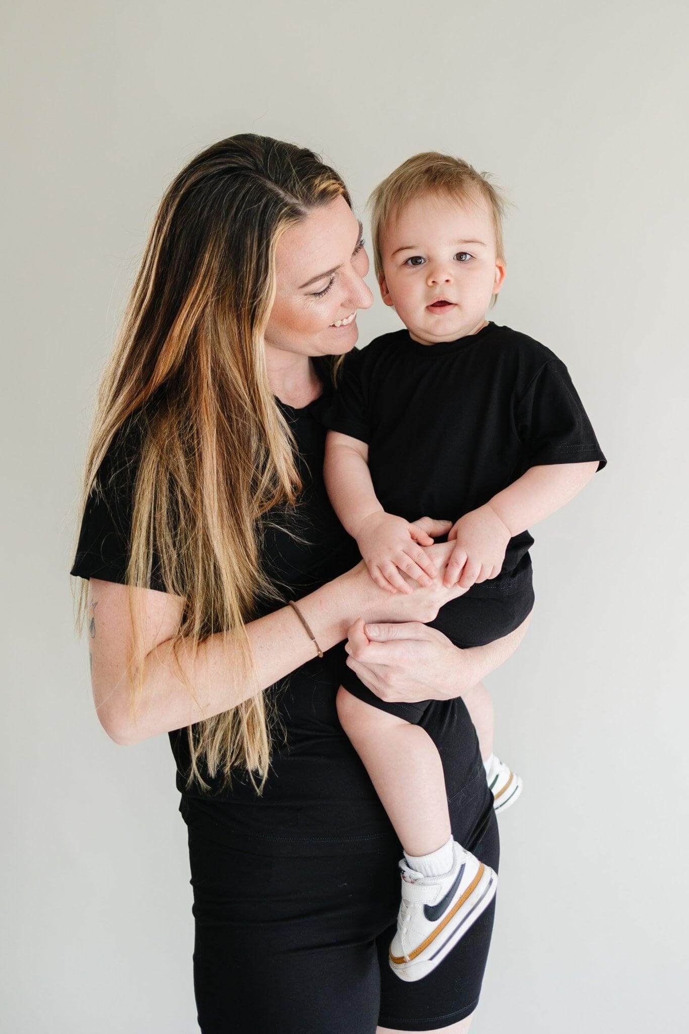 Little Joy Co. Women's Bamboo Tee & Bike Shorts | Milk & Baby