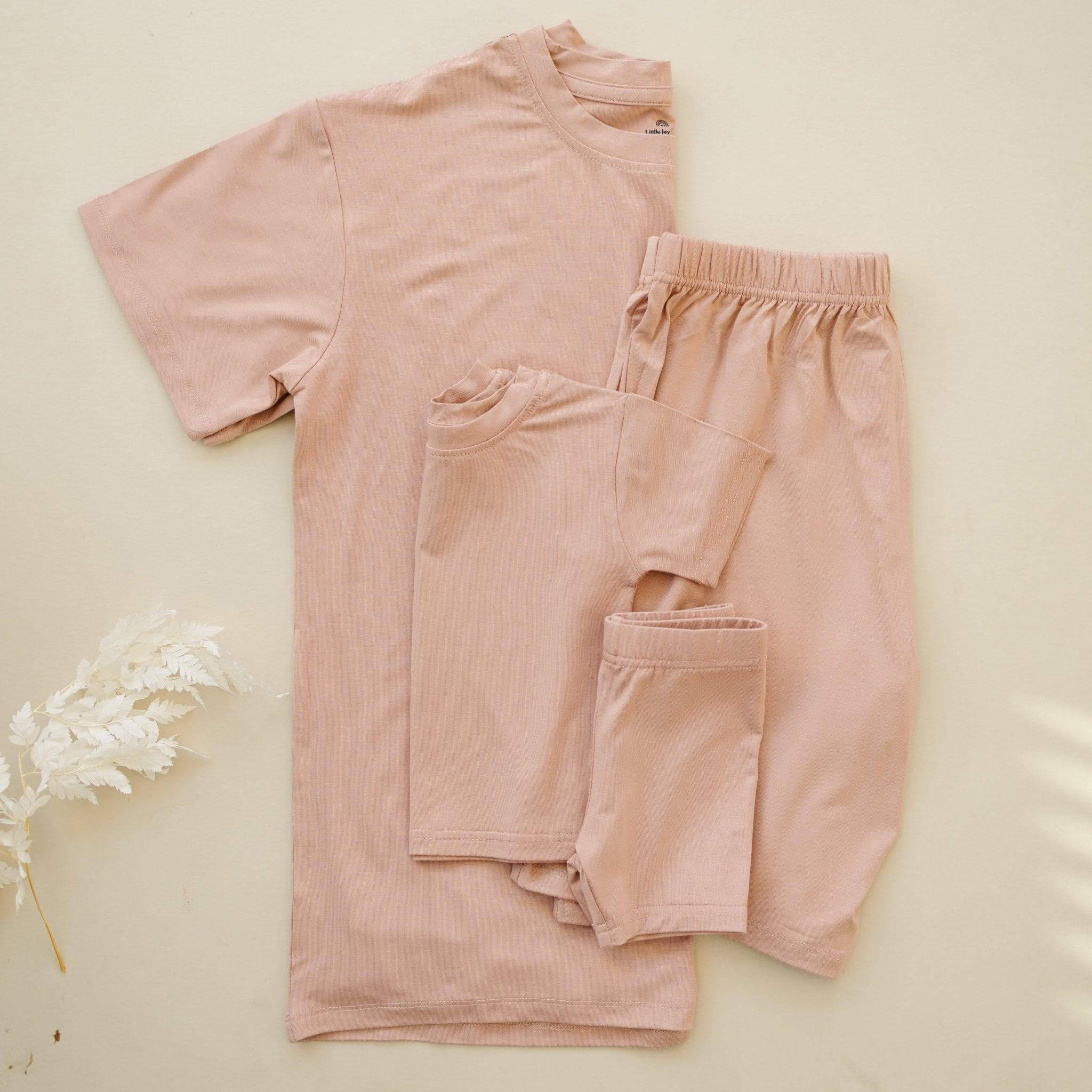 Little Joy Co. Women's Bamboo Tee & Bike Shorts | Milk & Baby