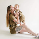 Little Joy Co. Women's Bamboo Tee & Bike Shorts | Milk & Baby