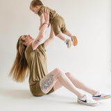Little Joy Co. Women's Bamboo Tee & Bike Shorts | Milk & Baby