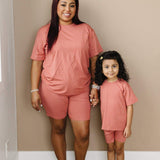 Little Joy Co. Women's Bamboo Tee & Bike Shorts | Milk & Baby