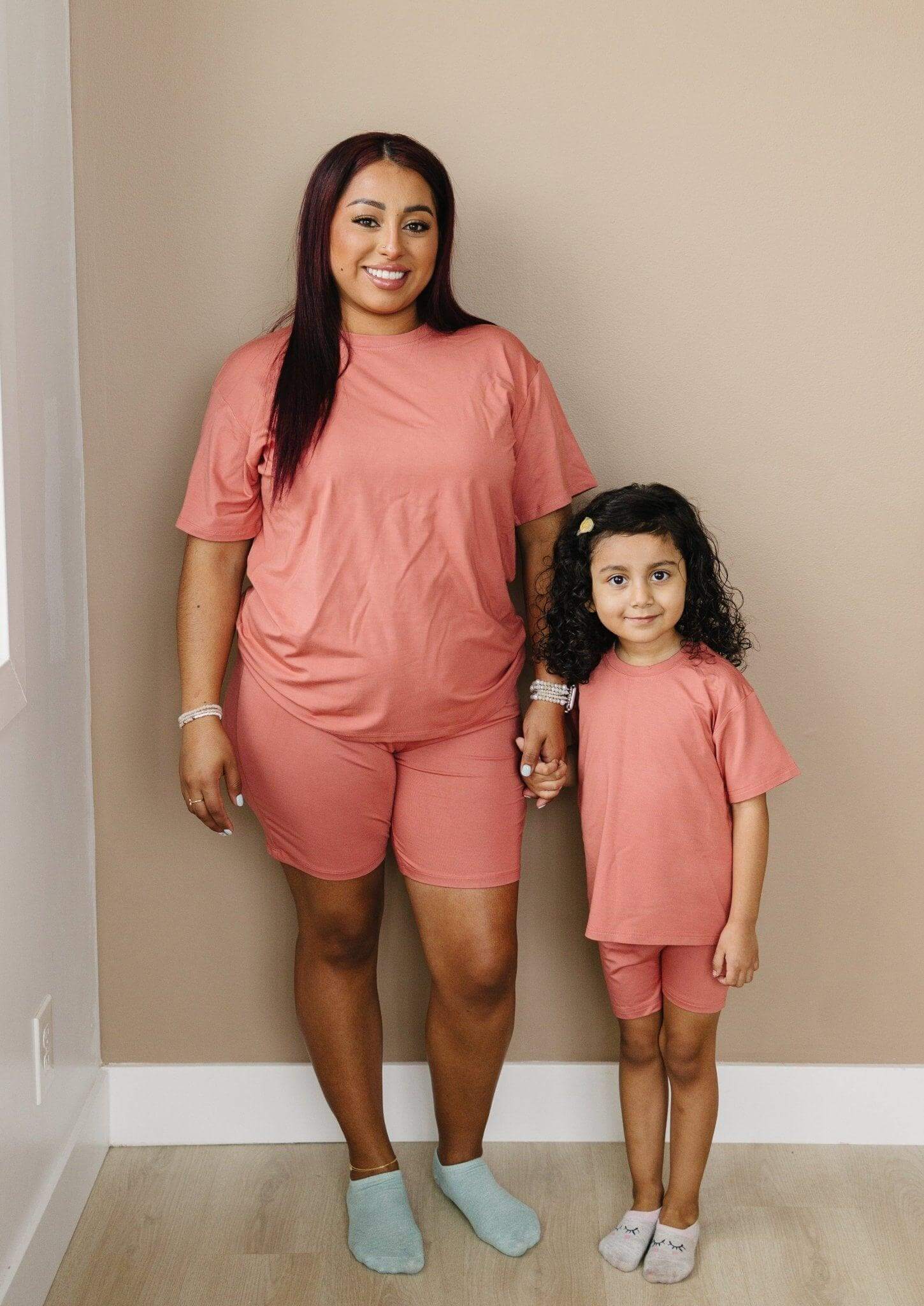 Little Joy Co. Women's Bamboo Tee & Bike Shorts | Milk & Baby