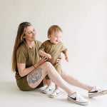 Little Joy Co. Women's Bamboo Tee & Bike Shorts | Milk & Baby