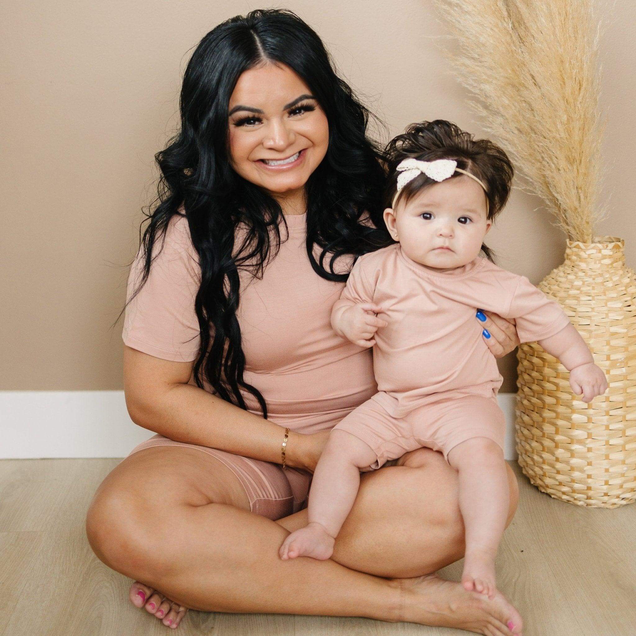 Little Joy Co. Women's Bamboo Tee & Bike Shorts | Milk & Baby