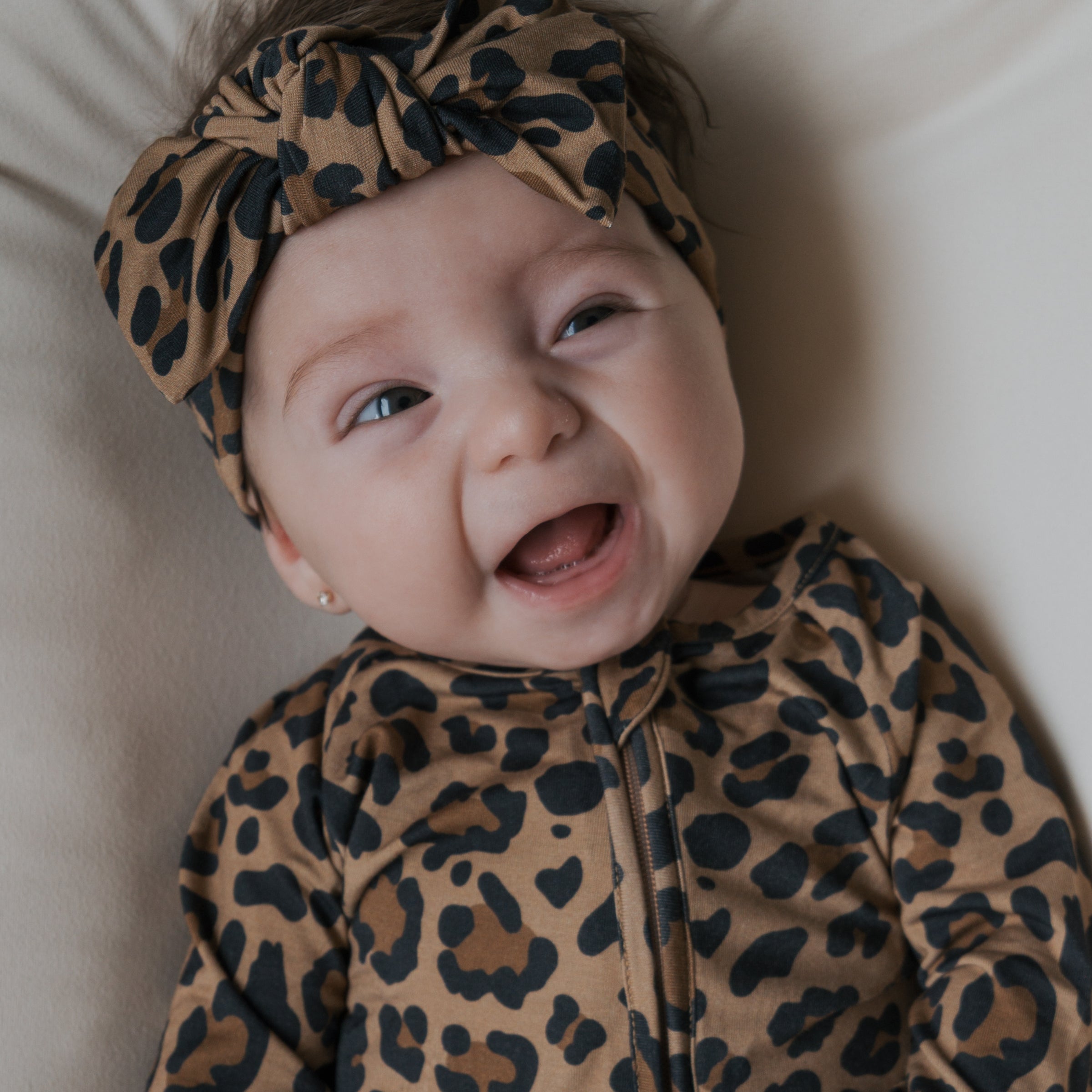 Forever French Baby Leopard Bamboo Zip Baby Pajamas | Milk & Baby