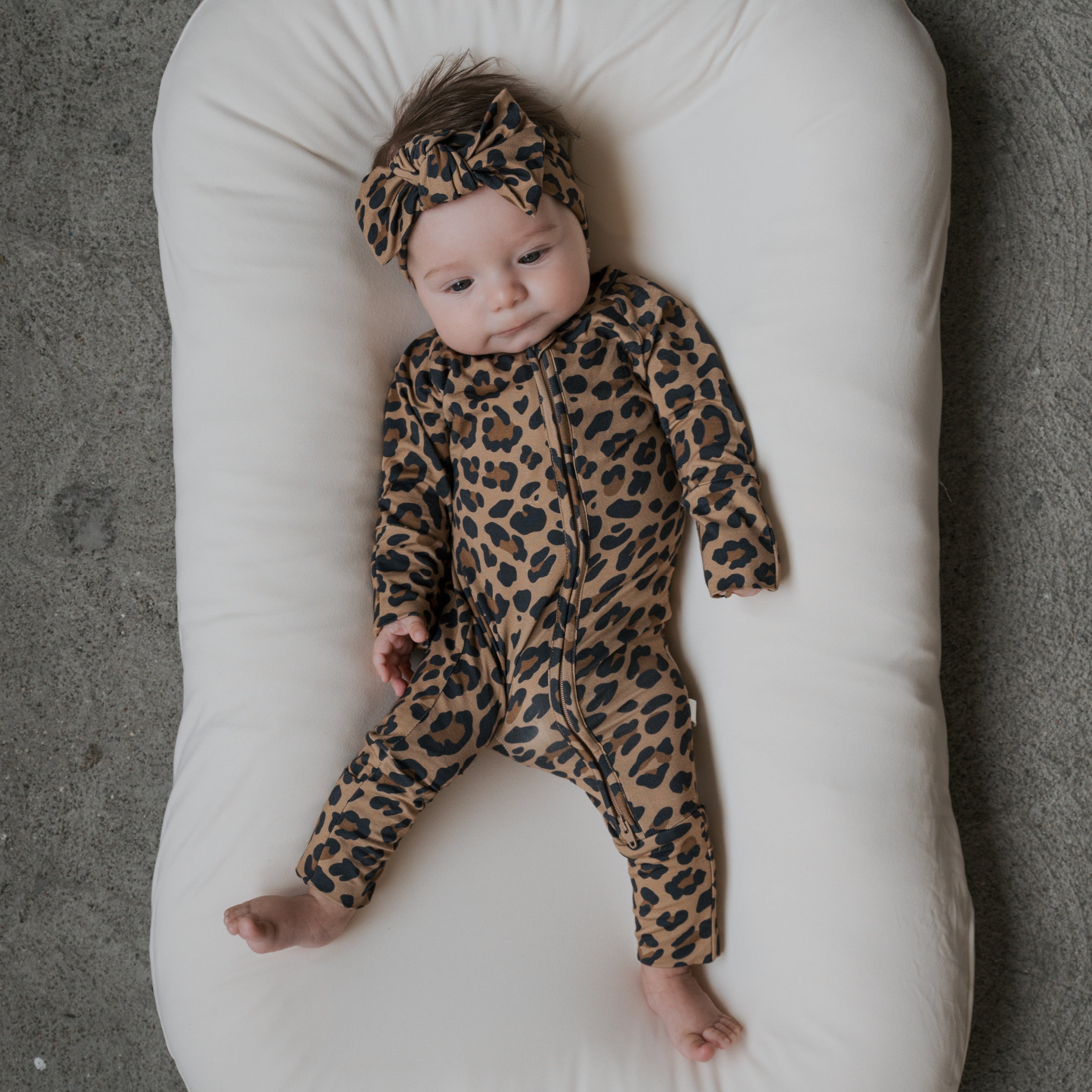 Forever French Baby Leopard Bamboo Zip Baby Pajamas | Milk & Baby