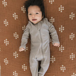 Grey Organic Cotton Ribbed Zipper | Milk & Baby