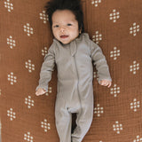 Grey Organic Cotton Ribbed Zipper | Milk & Baby