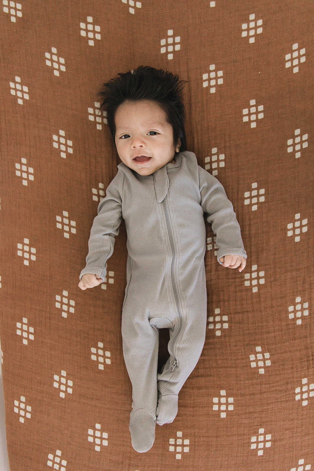 Grey Organic Cotton Ribbed Zipper | Milk & Baby