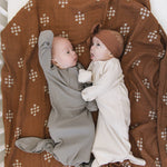 Grey Organic Cotton Ribbed Knot Gown | Milk & Baby