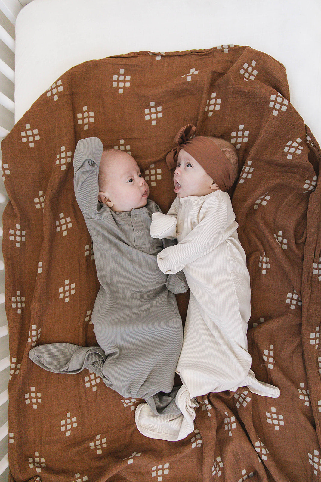 Grey Organic Cotton Ribbed Knot Gown | Milk & Baby