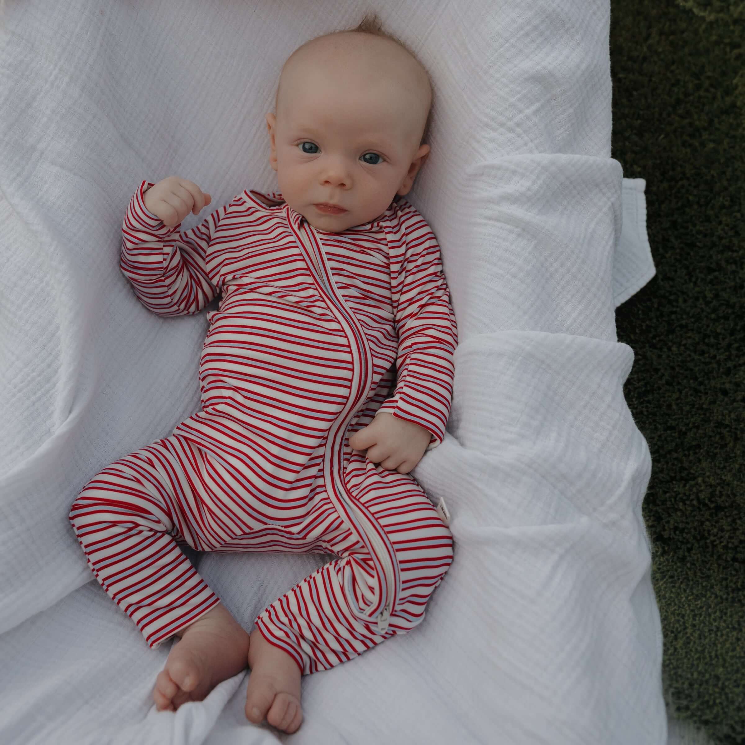 Heritage Stripe | Bamboo Zip Pajamas | Milk & Baby