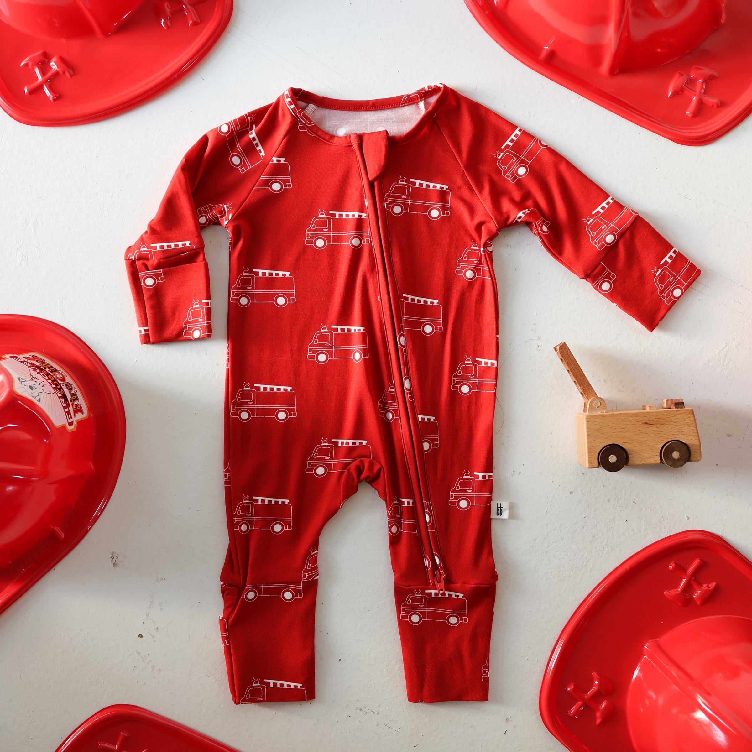 Fire Truck | Bamboo Zip Pajamas | Milk & Baby